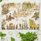 Franse Creme Toile Chinoiserie stijl rustiek Theedoek (Gevouwen)