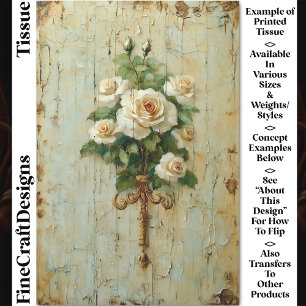  Franse Crème & Witte Rozen CW2 Decoupage Tissuepapier