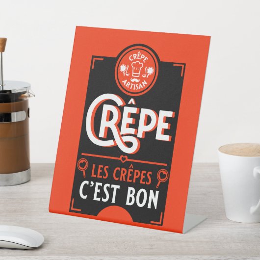 Franse crêpes reclamebord met voetstuk (Insitu)
