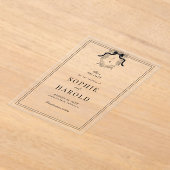 Franse Crest Coquette Bow Monogram Huwelijk Acryl Uitnodigingen (Laagn)