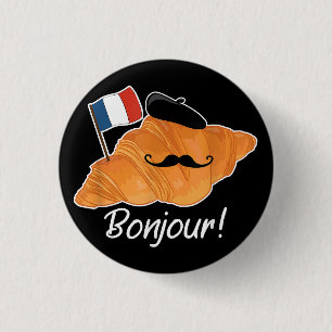 Franse Croissant Lover Frankrijk Vlag Francophile Ronde Button 3,2 Cm