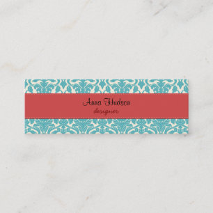 Franse Damask, Ornaments, Swirls - Blue White Mini Visitekaartje