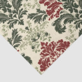Franse Damask: Rood & Groen Kerstmis Tissuepapier (Detail)