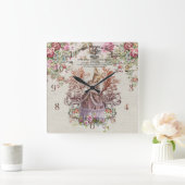 Franse dame met rozen vierkante klok (Huis)