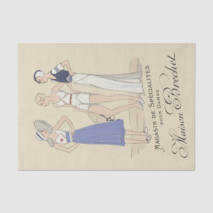  Franse Dame op Strand Decoupage Typografie Tissuepapier