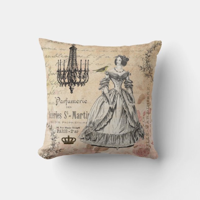  Franse dame shabby chic pillow Kussen (Voorkant)