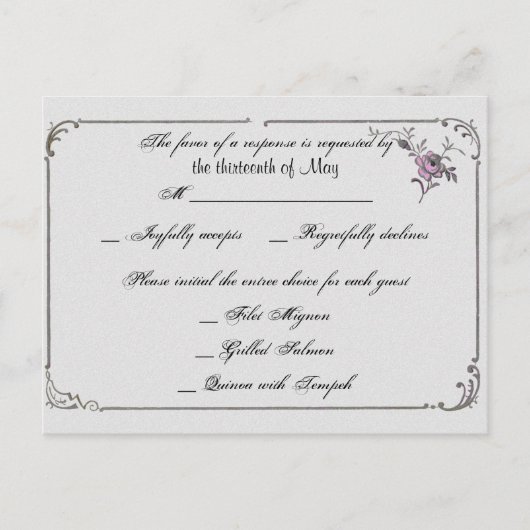 Franse Deco Lijst Posh RSVP Briefkaart (Voorkant)