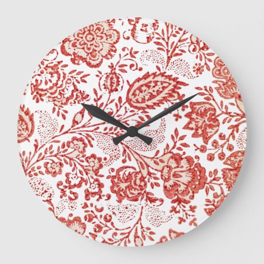Franse Decor Red Toile Clock Grote Klok (Voorkant)