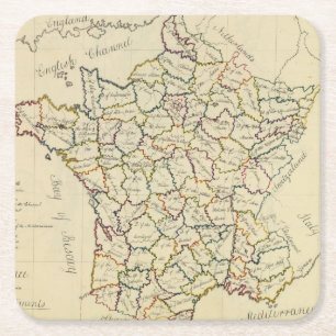 Franse departementen vierkante kartonnen onderzetter