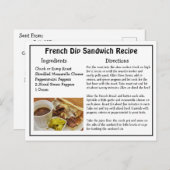 Franse dip-sandwich-kaart briefkaart (Voorkant / Achterkant)
