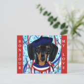 Franse doxie feestdagenkaart (Staand voorkant)