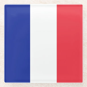 Franse driekleurige vlag glazen onderzetter