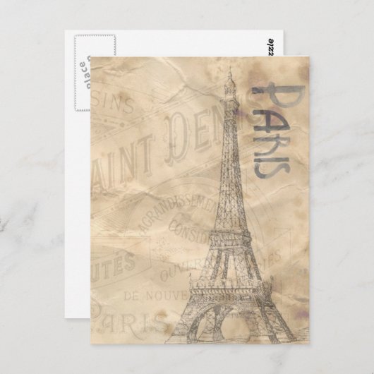 Franse eiffiltorenkollage briefkaart (Voorkant / Achterkant)