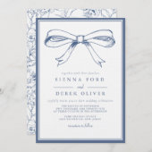 Franse Elegantie Blauwe Boog Bruiloft Kaart (Voorkant / Achterkant)