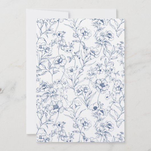 Franse Elegantie Blauwe Boog Bruiloft Kaart (Achterkant)