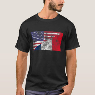 Franse en Amerikaanse vlaggenstaatvriendschapssect T-shirt