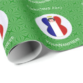 Franse engel kerstvlag gepersonaliseerd cadeaupapier (Rol Hoek)