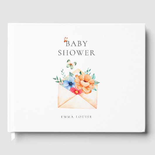 Franse  envelop met bloemen gastenboek (Voorkant)