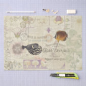 Franse ephemera Art Nouveau Flower Fish Tissuepapier (Craft)