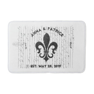 Franse Ephemera B & W Fleur De Lis Custom Badmat