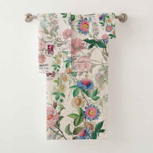 Franse Ephemera Passionflower Roos Bath Bad Handdoek (Insitu)