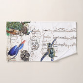 Franse Ephemera Peacock Turtle Kingfisher Birds Bad Handdoek (Handdoek)