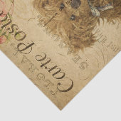 Franse ephemera Teddy Bear Rozen Floral Decoupage Tissuepapier (Detail)