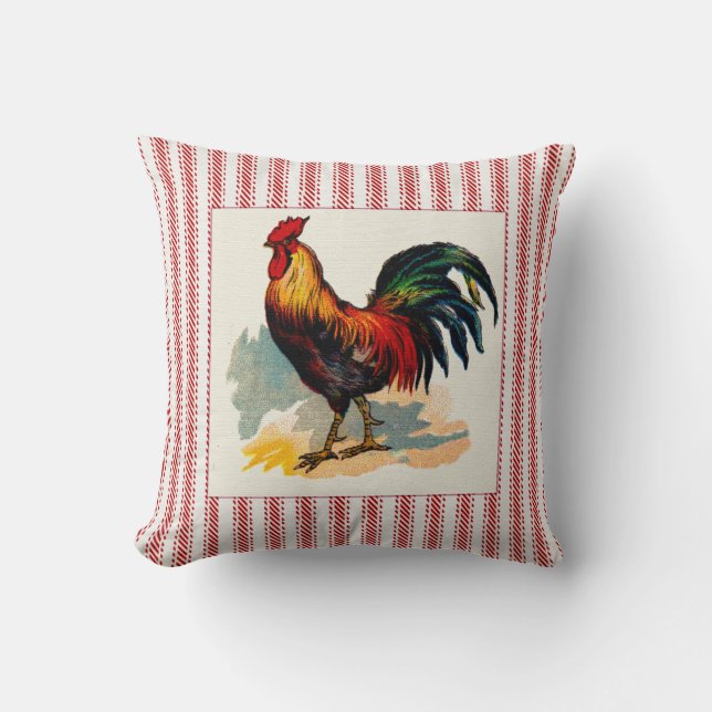 Franse Farmyard Rooster met schoppen Kussen (Voorkant)