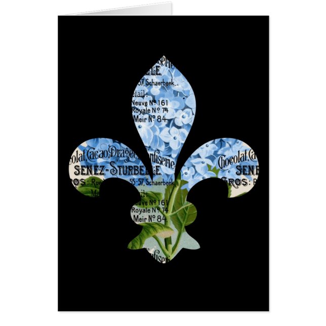 Franse "Fleur de Lis Blue Hydrangea"-kaart (Voorkant)