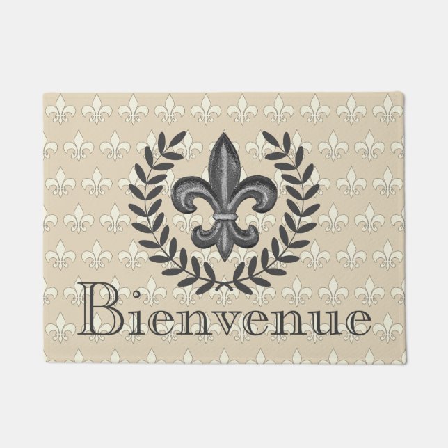 Franse Fleur DE Lis & Laurels Bienvenue Deurmat (Voorkant)