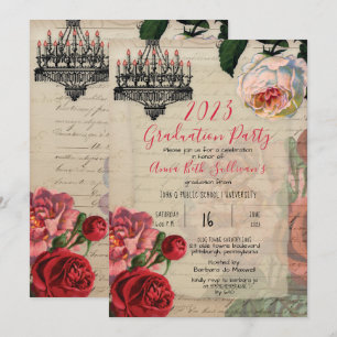 Franse Floral Boho Graduation Party Kaart