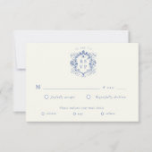 Franse  Floral Crest RSVP Response Kaart (Voorkant)