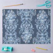 Franse Floral Elegant Blue White ontlepage Tissuepapier (Craft)