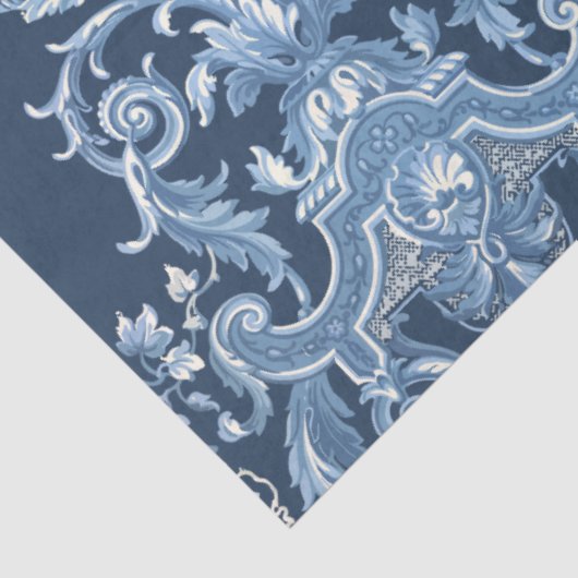 Franse Floral Elegant  Blue White ontlepage Tissuepapier (Detail)