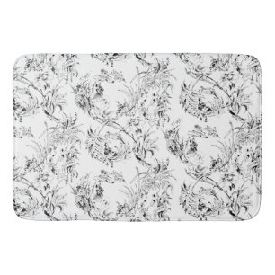 -Franse Floral Fantasy Toile-Black Badmat