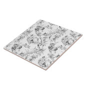 -Franse Floral Fantasy Toile-Black Tegeltje (Zijkant)