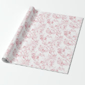 -Franse Floral Fantasy Toile-Pink Cadeaupapier (Uitgerold)