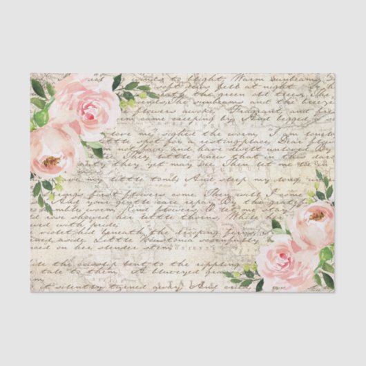  Franse Floral Rozen Oude Decoupage Tissuepapier (Voorkant)