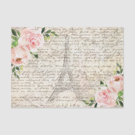  Franse Floral Rozen Oude Decoupage Tissuepapier (Voorkant)