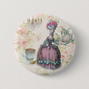 Franse florale Paris Tea Party Marie Antoinette Ronde Button 5,7 Cm