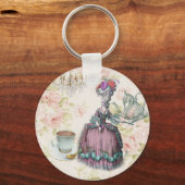 Franse florale Paris Tea Party Marie Antoinette Sleutelhanger (Voorkant)