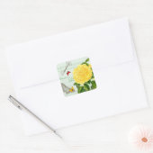 Franse florale sticker w / mooi roos (Envelop)