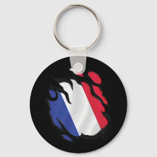 Franse gescheurde vlag sleutelhanger