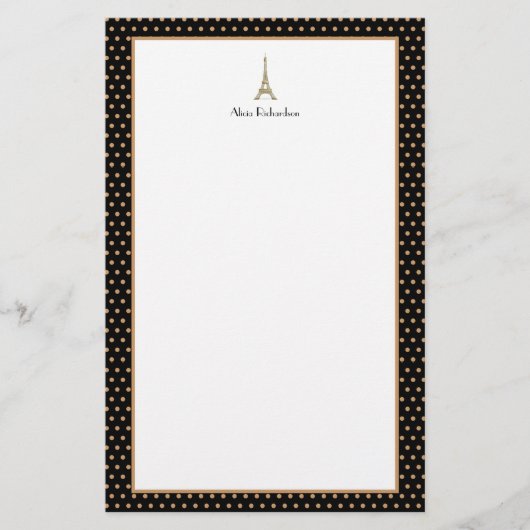 Franse Glam Black, Gold en White Eiffel Tower Briefpapier (Voorkant)