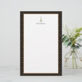 Franse Glam Black, Gold en White Eiffel Tower Briefpapier (Staand voorkant)