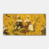 Franse Gouden Gele Toile Victoriaans Bloemen Bureaumat (Voorkant)