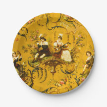  Franse Gouden Gele Toile Victoriaans Bloemen
