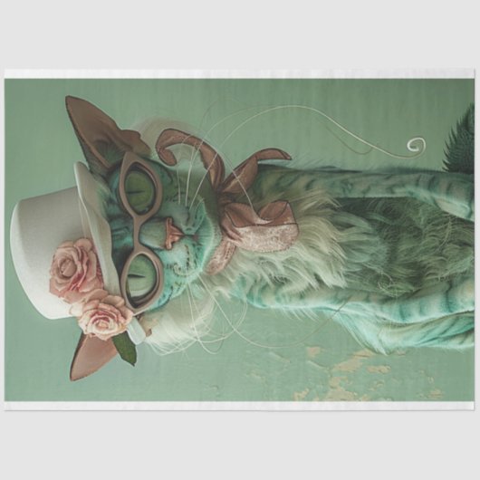 franse grillige purrection katachtige decoupage tissuepapier (Voorkant)