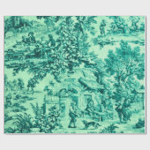 Franse Groene Toile Rococo Rustieke Stijl Decoupag Cadeaupapier (Vlak)