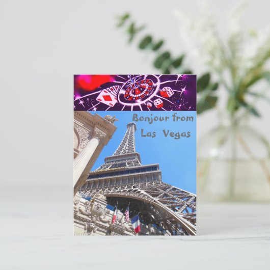 Franse groeten Las Vegas Style Briefkaart (Staand voorkant)